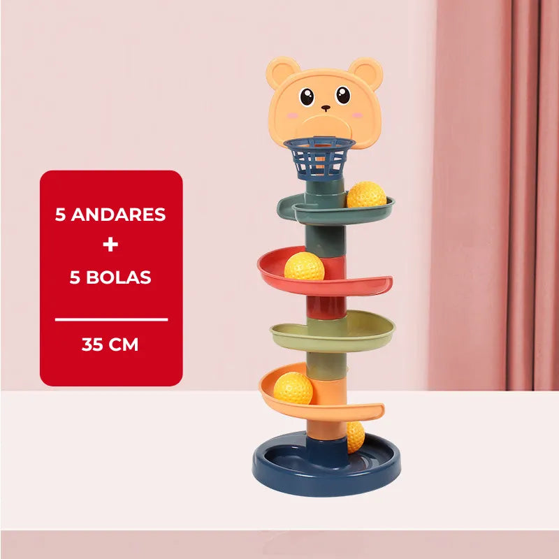 Torre Giratória Montessori - Brinquedo Educativo de Bolas Deslizantes para Bebês