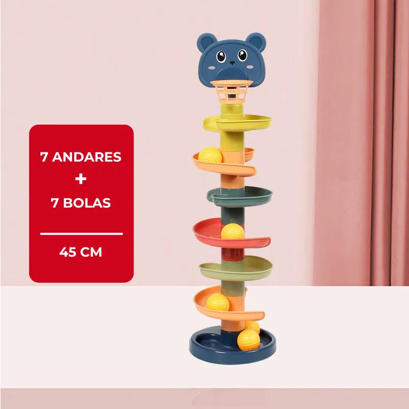 Torre Giratória Montessori - Brinquedo Educativo de Bolas Deslizantes para Bebês