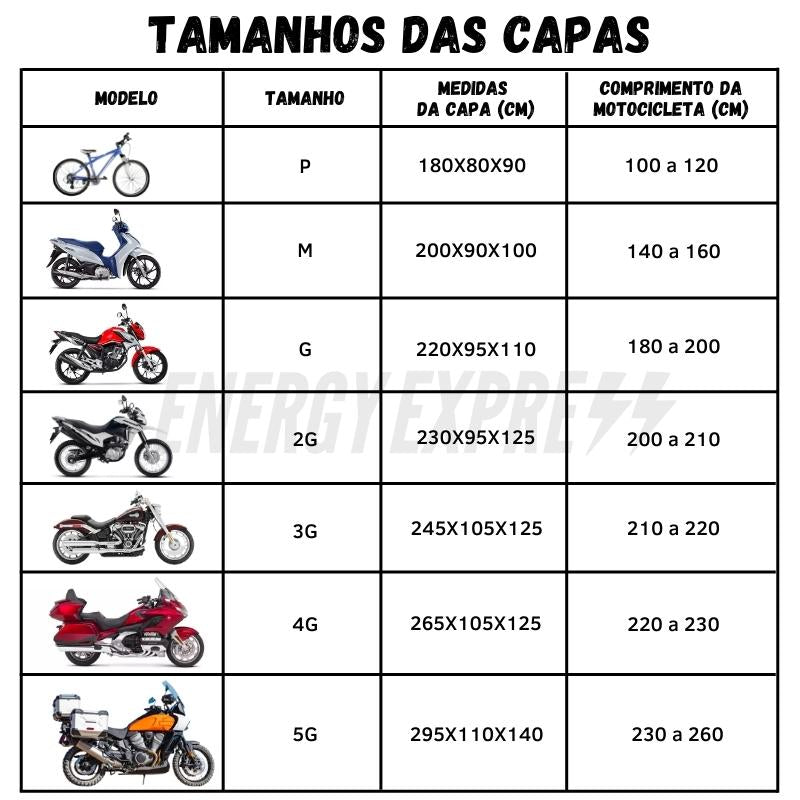 Capa para Motocicleta Impermeável com Trava - Cobrir Moto